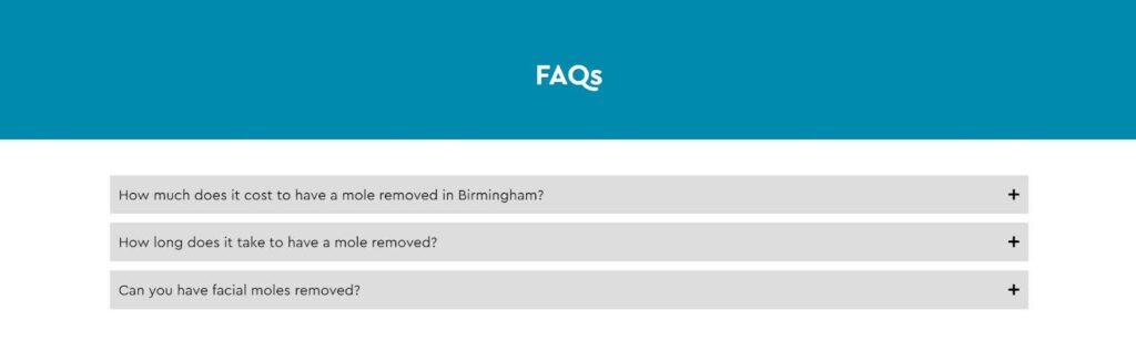 FAQs panel