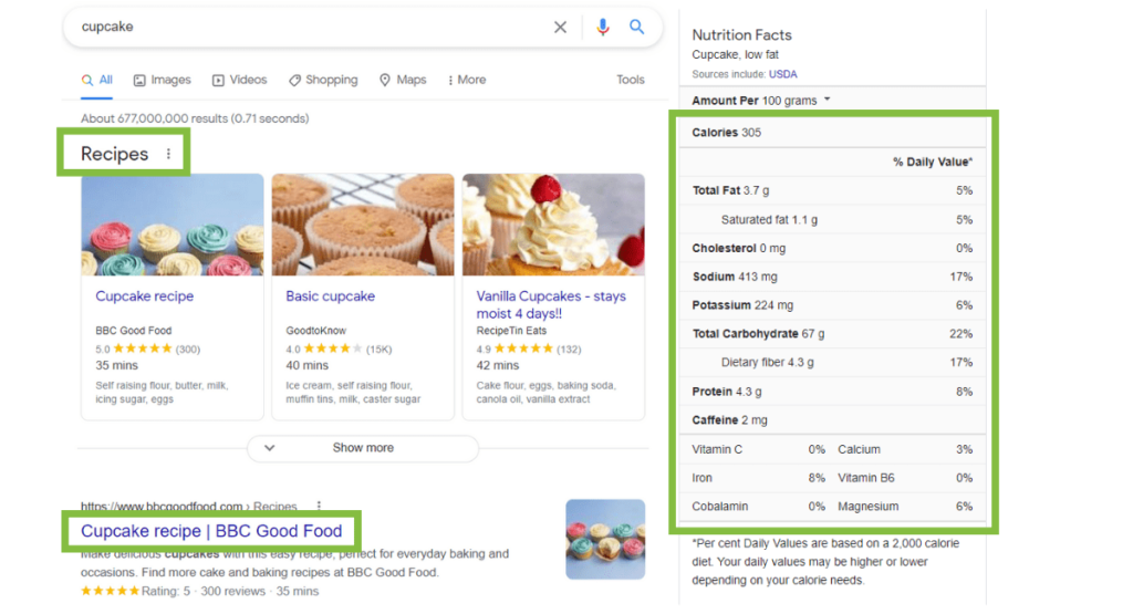 Cupcakes search results