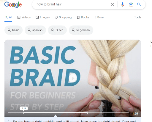 Video featured snippet example