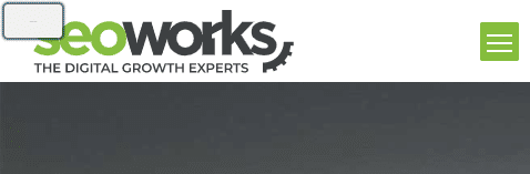 The SEO Works’ homepage with a ‘skip menu’ button displayed in the top left corner