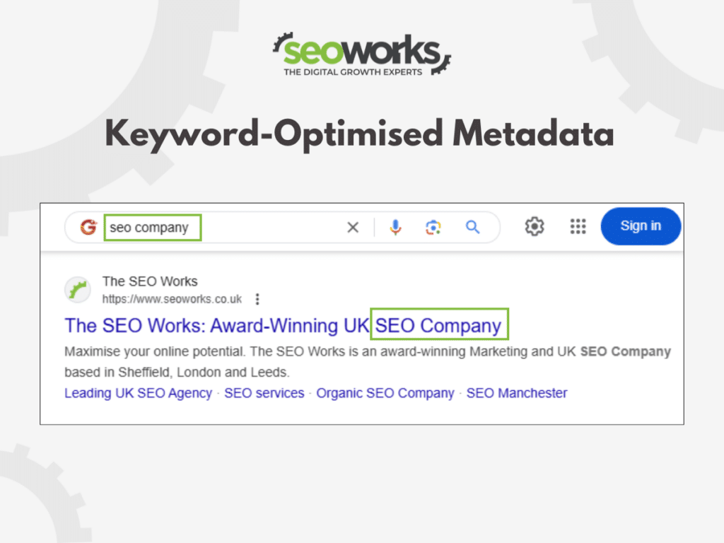An example of a keyword-optimised meta title served in search results.