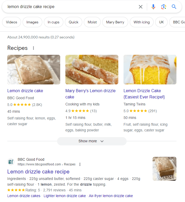Lemon drizzle cake recipe search