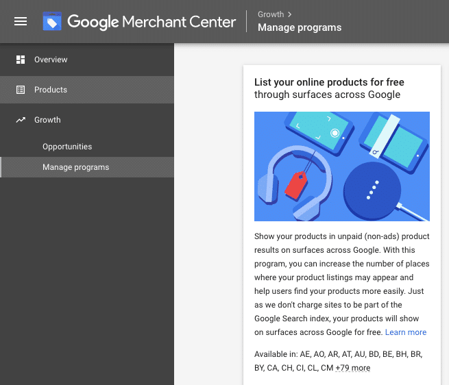 Free Google Shopping Ads - merchant centre opt in