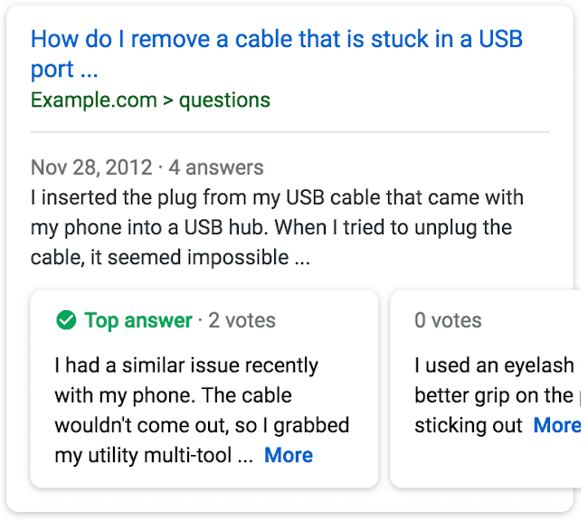 question and answer rich results