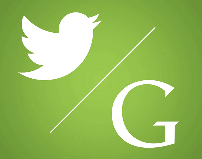 twitter and Google logos in a graphic