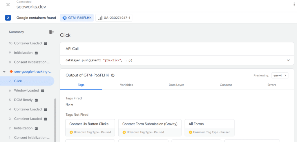 How to set up button click tracking (screenshot step 2)