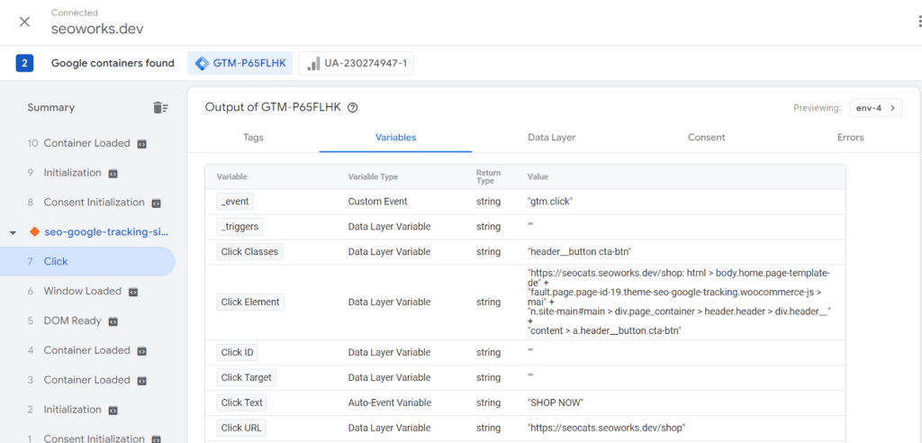 How to set up button click tracking (screenshot step 3)