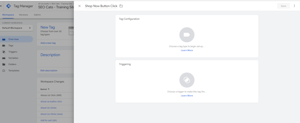 How to set up button click tracking (screenshot step 4)