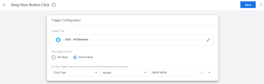 How to set up button click tracking (screenshot step 8)