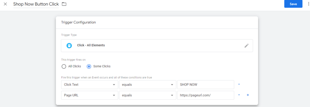 How to set up button click tracking (screenshot 3 step 8)