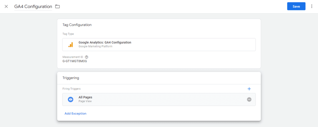 How to set up a GA4 configuration tag (step 4 screenshot)