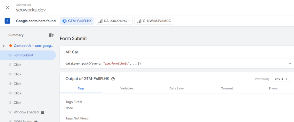 Setting up form submission tracking (step 1)