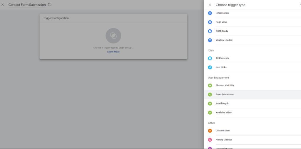 Setting up form submission tracking (step 4)