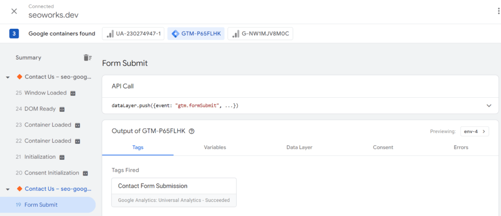 Setting up form submission tracking (step 6)