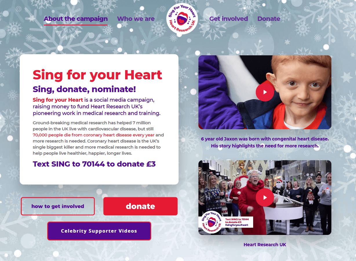 Sing for Your Heart Charity website