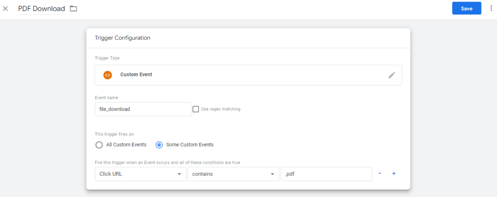 Tracking PDF downloads (step 4 screenshot 2)