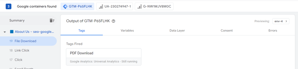 Tracking PDF downloads (step 5 screenshot 1)