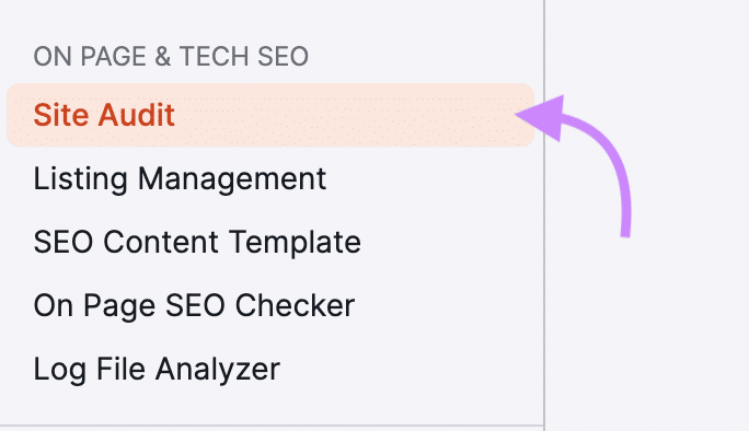 Screenshot of Semrush's Site Audit tool