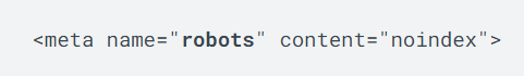 Snippet of code showing noindex tag on a website instructing all search engines to noindex the page