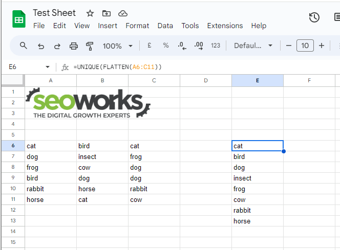 FLATTEN formula example