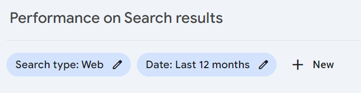 Google Search Console search results performance filter