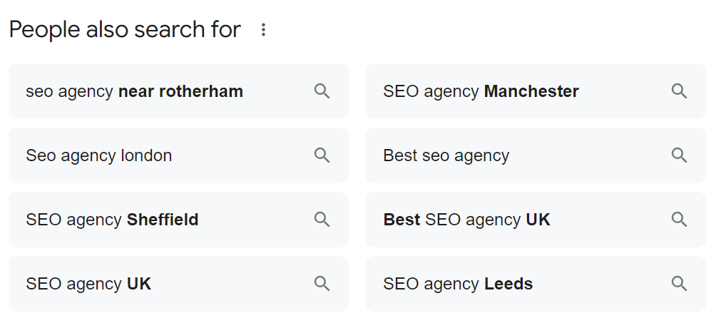 People also search for results page example