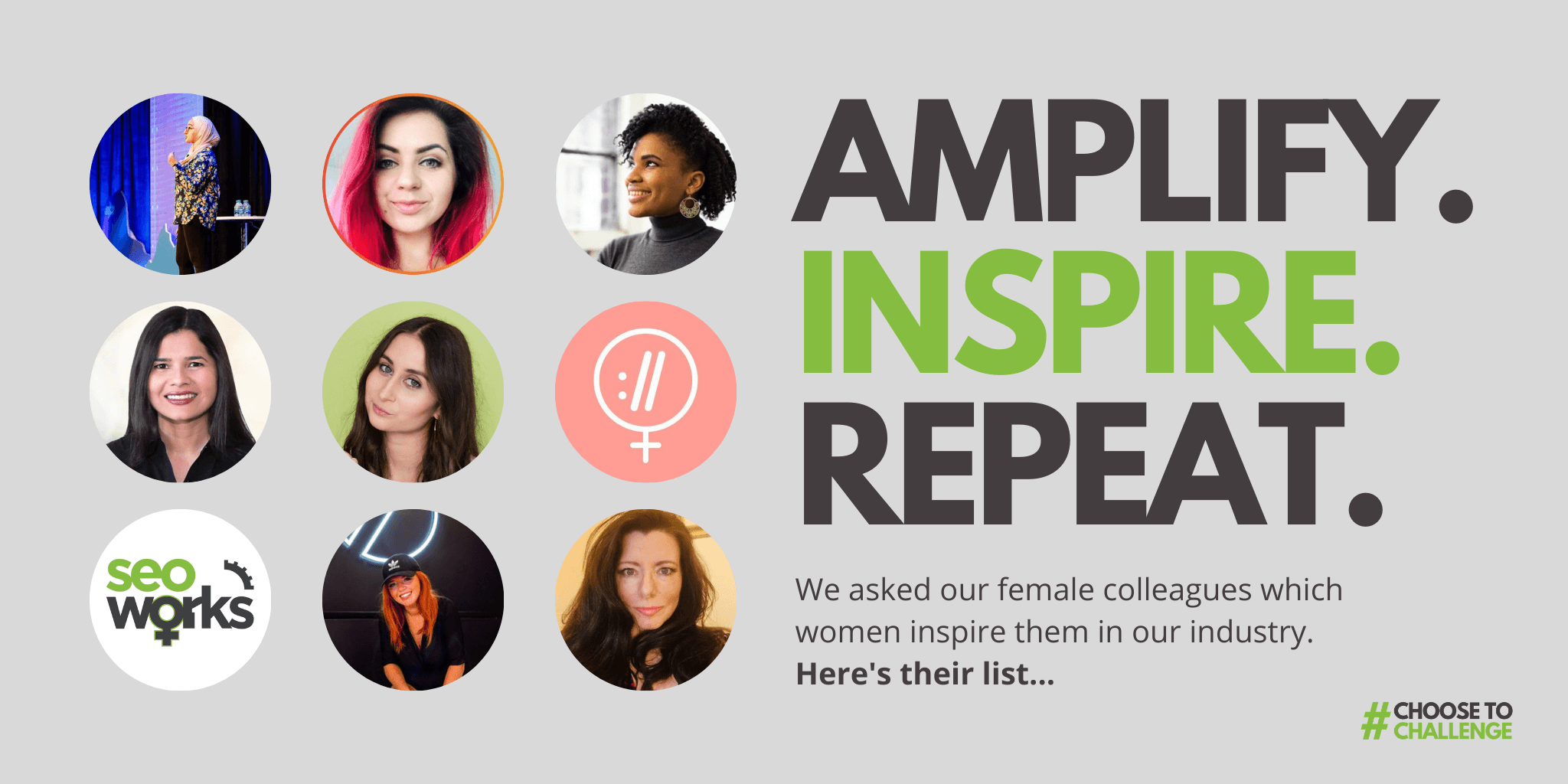 graphic showing various female SEO speakers