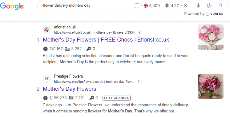 Search engine results